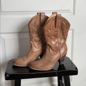 Faux Leather Cowgirl Boots